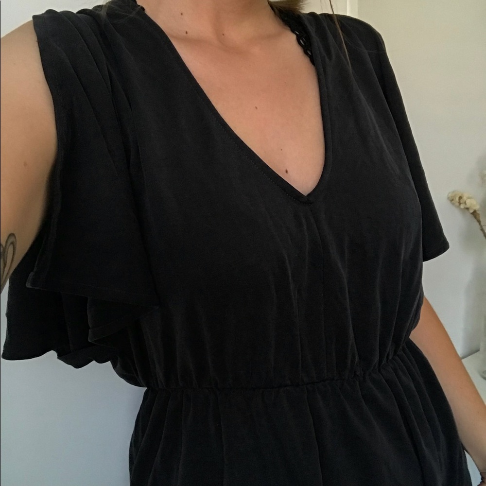 Cinched Dark Gray V-Neck Dress